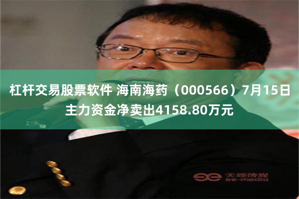 杠杆交易股票软件 海南海药（000566）7月15日主力资金净卖出4158.80万元