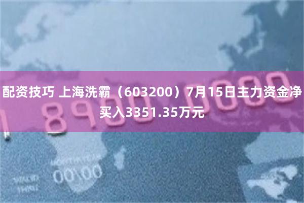 配资技巧 上海洗霸（603200）7月15日主力资金净买入3351.35万元
