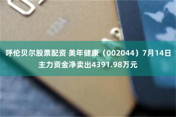 呼伦贝尔股票配资 美年健康（002044）7月14日主力资金净卖出4391.98万元