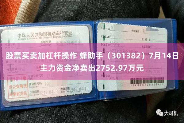 股票买卖加杠杆操作 蜂助手（301382）7月14日主力资金净卖出2752.97万元