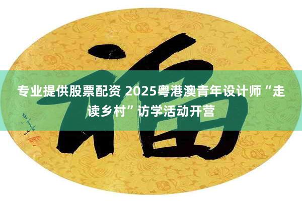 专业提供股票配资 2025粤港澳青年设计师“走读乡村”访学活动开营