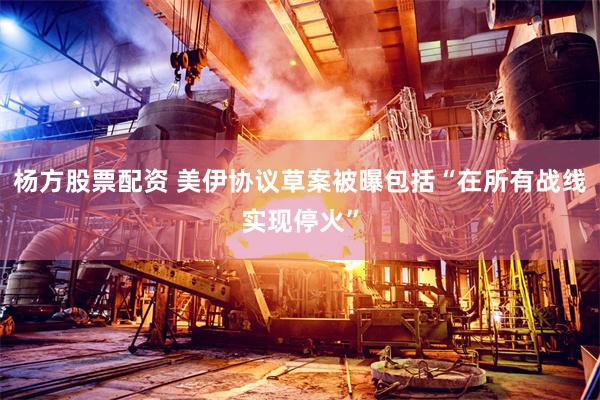 杨方股票配资 美伊协议草案被曝包括“在所有战线实现停火”