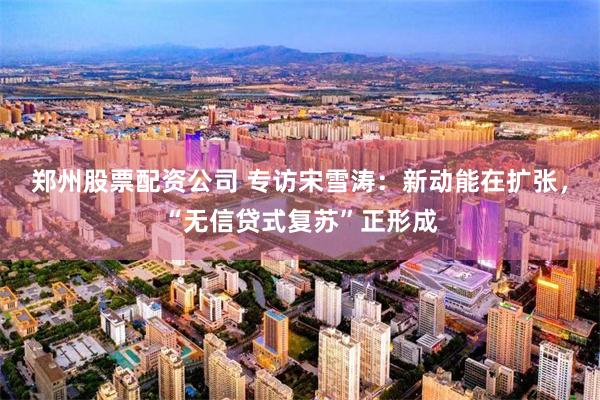 郑州股票配资公司 专访宋雪涛:新动能在扩张,“无信贷式复苏”正形成