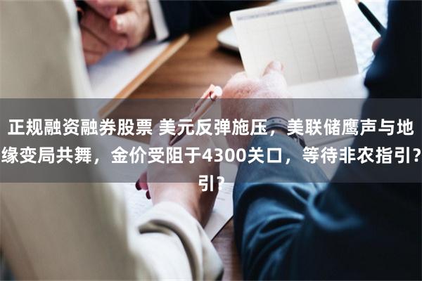 正规融资融券股票 美元反弹施压，美联储鹰声与地缘变局共舞，金价受阻于4300关口，等待非农指引？