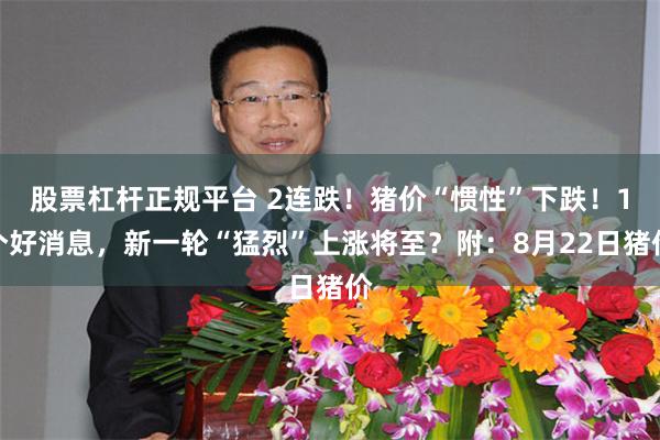 股票杠杆正规平台 2连跌！猪价“惯性”下跌！1个好消息，新一轮“猛烈”上涨将至？附：8月22日猪价